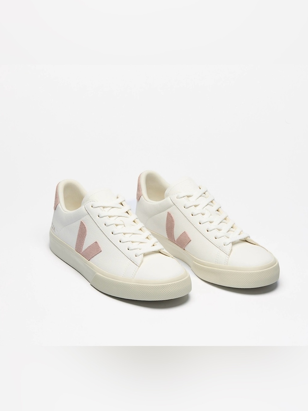 Veja Women’s V-10 Sneakers in Off-White with Blush Pink V